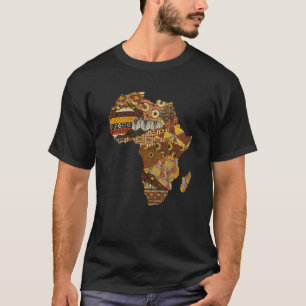 Africa Map Kente Cloth Black History Month Afro Af T-Shirt