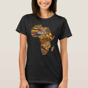 Africa Map Kente Cloth Black History Month Afro Af T-Shirt