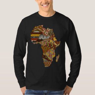 Africa Map Kente Cloth Black History Month Afro Af T-Shirt