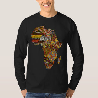 Africa Map Kente Cloth Black History Month Afro Af T-Shirt