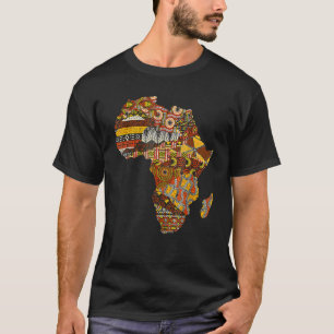Africa Map Kente Cloth Black History Month Afro Af T-Shirt