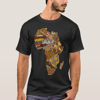 Africa Map Kente Cloth Black History Month Afro Af T-Shirt