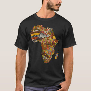Africa Map Kente Cloth Black History Month Afro Af T-Shirt