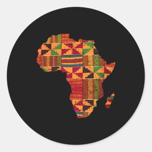 Africa Map Kente For African Classic Round Sticker