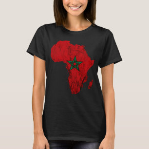 Africa Map Outline Moroccan Flag Morocco Travel T-Shirt