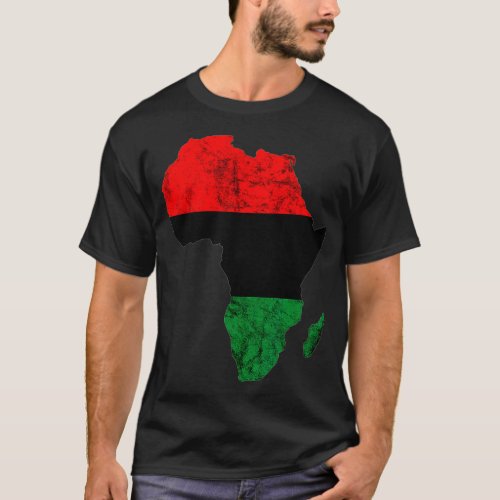 Africa Map Pan African Pride UNIA Flag Black Liber T_Shirt