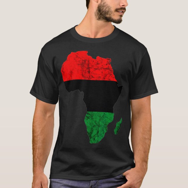 Africa Map Pan African Pride UNIA Flag Black Liber T-Shirt (Front)