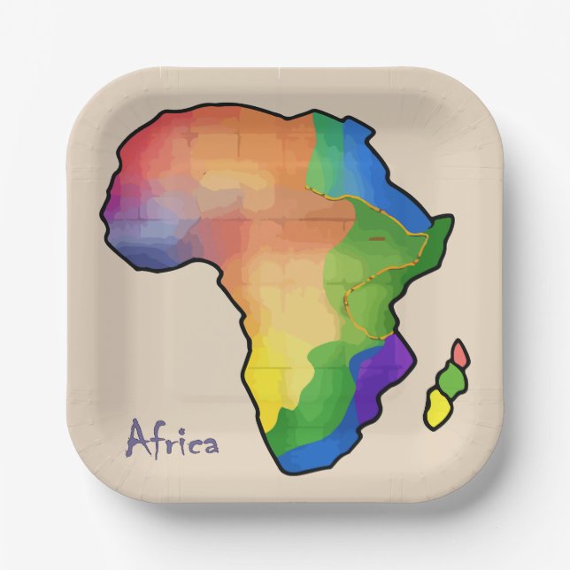 Africa Map Paper Plates (Front)