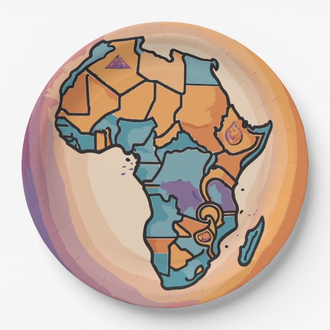 Africa Map Paper Plates (Front)