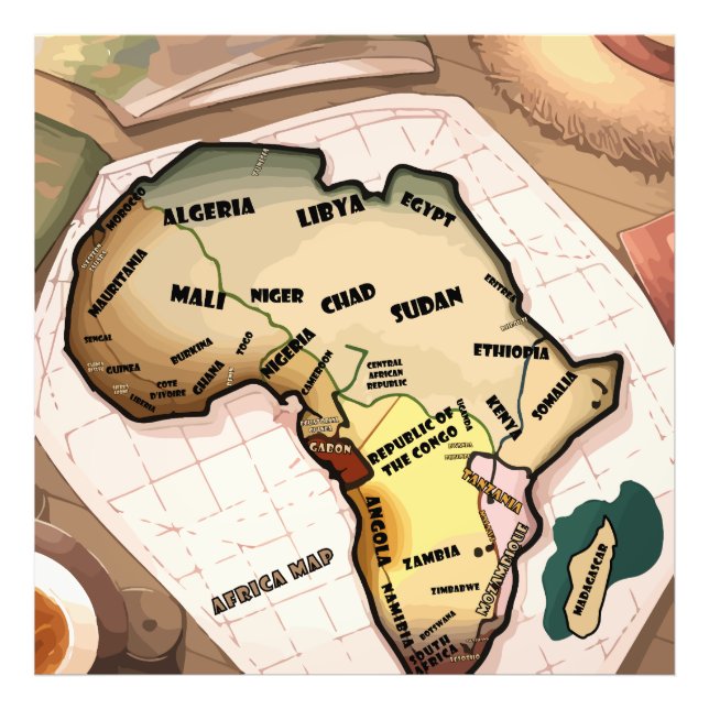 Africa Map Photo Print (Front)