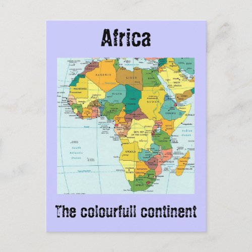 Africa  map postcard