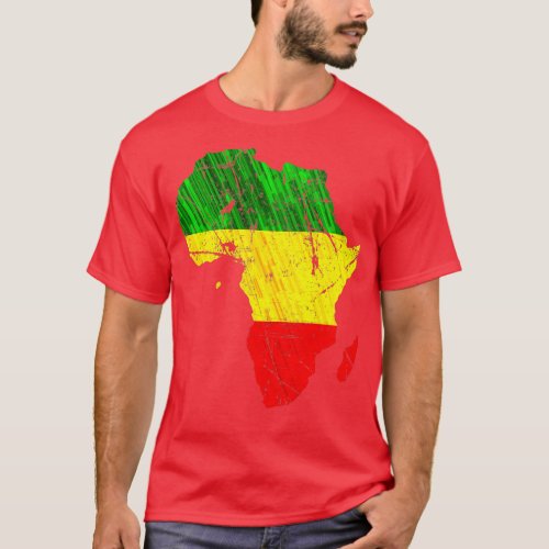 Africa Map Reggae Rasta print Green Yellow Red Afr T_Shirt