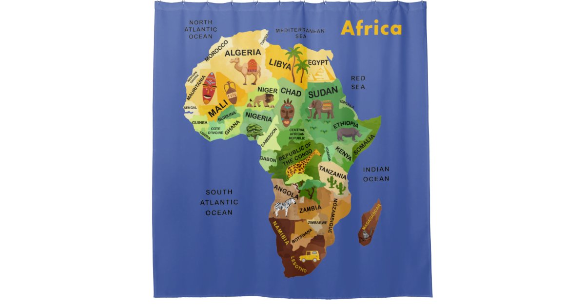 Africa Map Shower Curtain | Zazzle