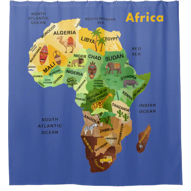 Africa Map Shower Curtain | Zazzle