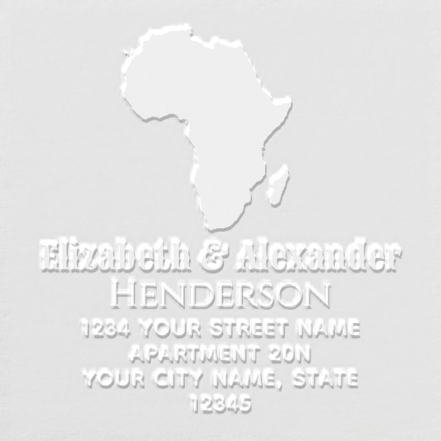 Africa Map Silhouette Couple Name Return Address Embosser (Design)