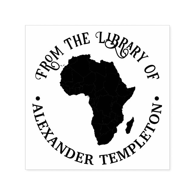 Africa Map Silhouette “From the Library of” Name Self-inking Stamp (Design)