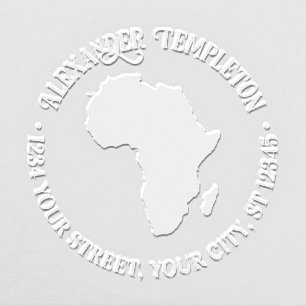 Africa Map Silhouette Round Name Return Address Embosser