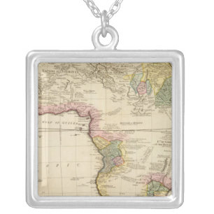 Africa map silver plated necklace