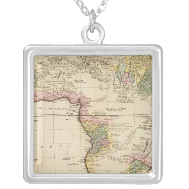 Africa map silver plated necklace (Front)