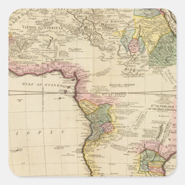 Africa map square sticker (Front)