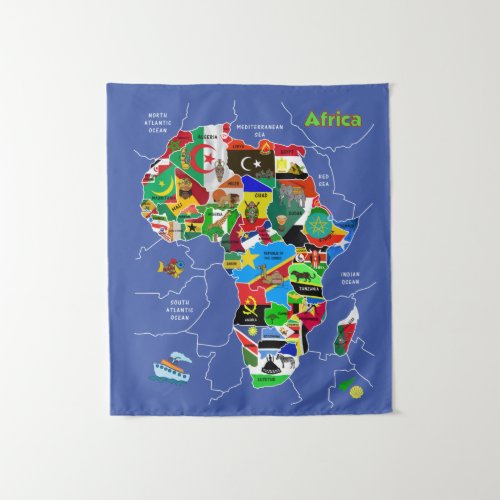 Africa Map Tapestry