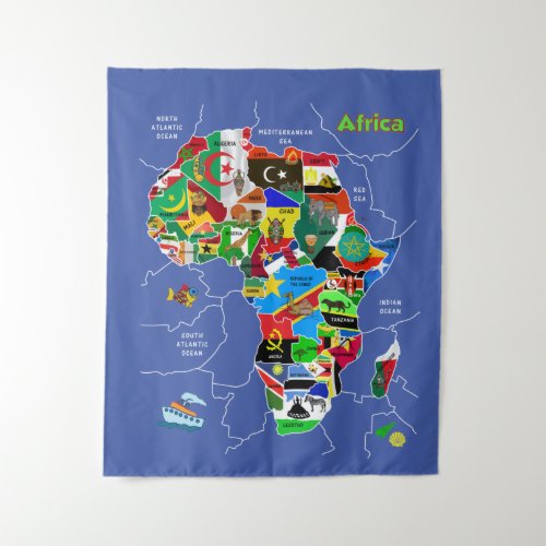 Africa Map Tapestry