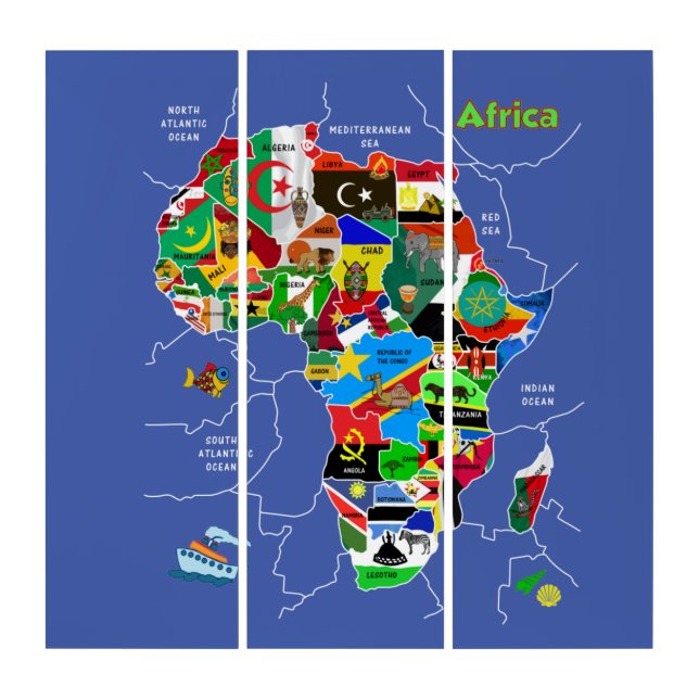 Africa Map Triptych (Front)