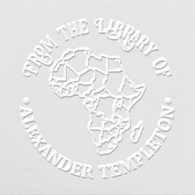 Africa Map w/ Countries “From the Library of” Name Embosser (Design)