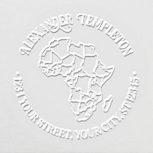 Africa Map w/ Countries Round Name Return Address Embosser
