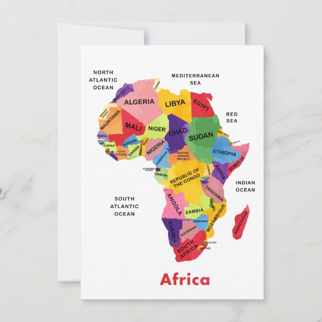 Africa map watercolor invitation (Front)