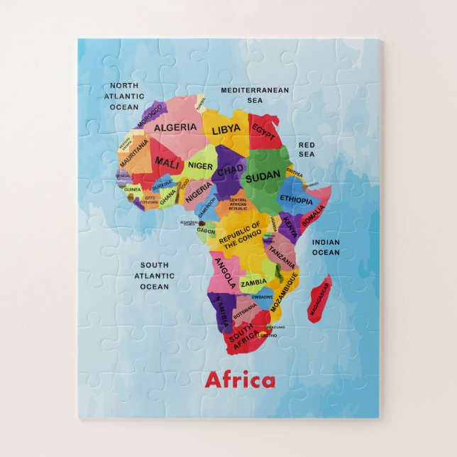 Africa Map watercolor jigsaw puzzle (Vertical)
