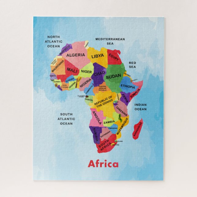 Africa Map watercolor jigsaw puzzle (Vertical)
