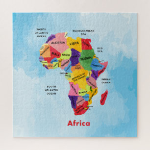 Africa Map watter color Jigsaw Puzzle