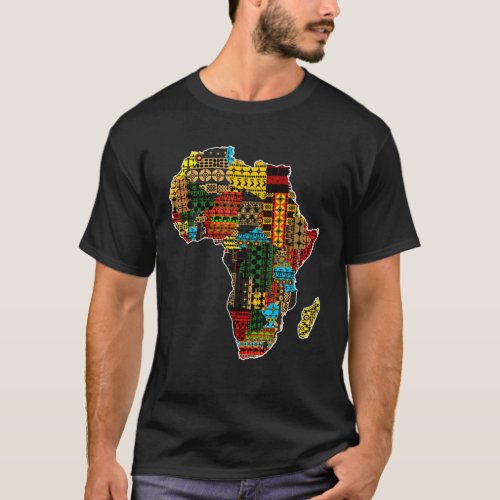 Africa Map With African Traditional Ethnic Symbol T_Shirt