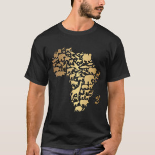 Africa Map with Animals African Continent Melanin T-Shirt
