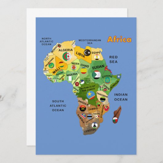 Africa Map with Flags (Front/Back)