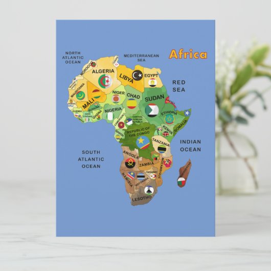 Africa Map with Flags (Standing Front)