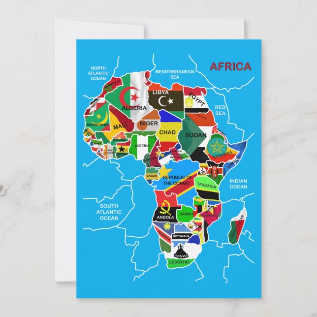 Africa map with flags card (Front)