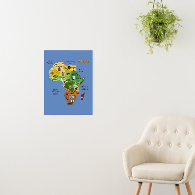 Africa Map with Flags Foam Board (In Situ (Wall))