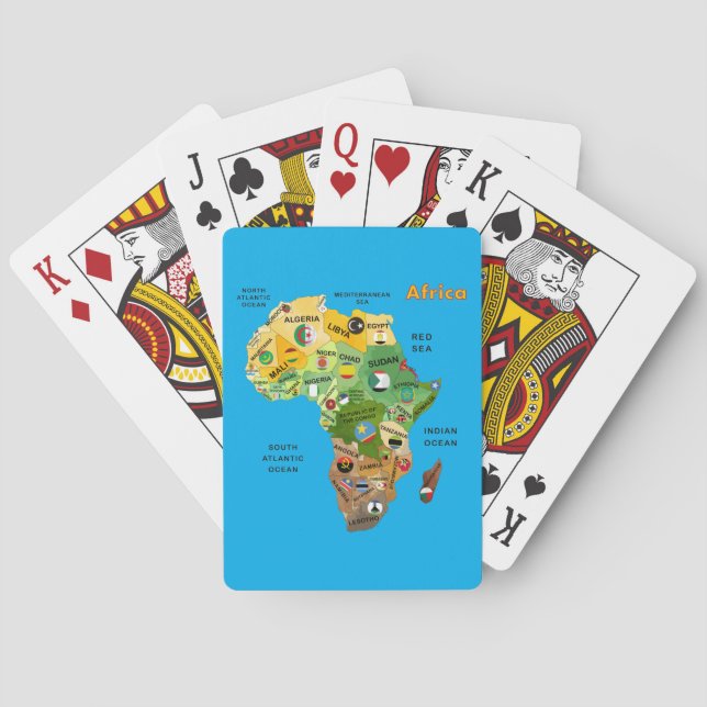 Africa map with flags poker cards (Back)