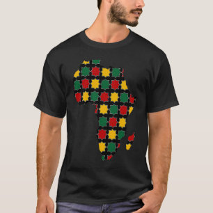 Africa Map with Green Yellow and Red Colors T-Shirt