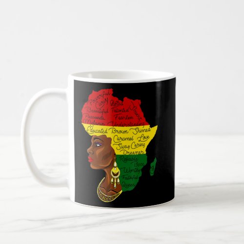 Africa Map Woman Black Beautiful Queen Black Histo Coffee Mug
