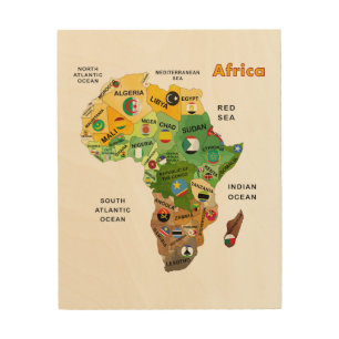 Africa Map Wood Wall Art