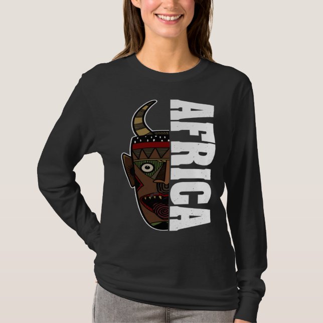 Africa Mask African Afro History Reggae Melanin T-Shirt (Front)