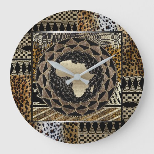  Africa Motif Graphic Large Clock