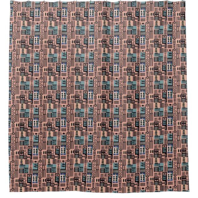 Africa Mudcloth pattern abstract modern art 2 Shower Curtain (Front)