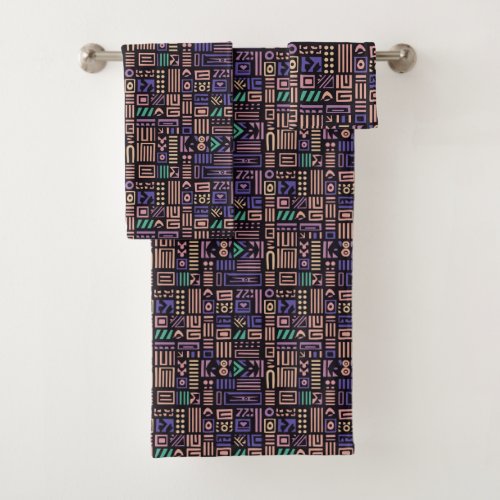 Africa Mudcloth pattern abstract modern art 3 Bath Towel Set