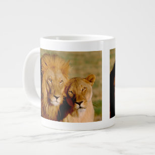 Africa, Namibia, Okonjima. Lion & lioness Giant Coffee Mug