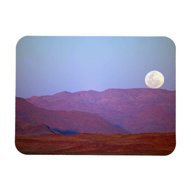 Africa, Namibia, Sossusvlei. A full moon rests Magnet (Horizontal)