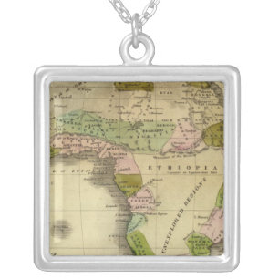 Africa Olney Map Silver Plated Necklace